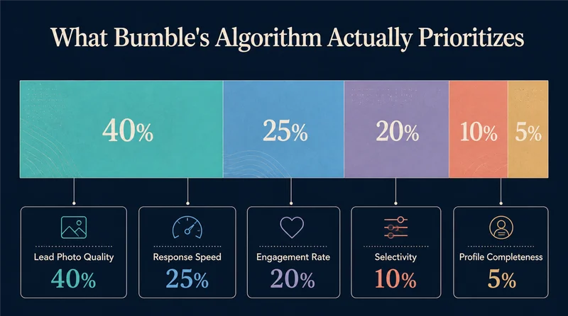 Data visualization: Bumble algorithm ranking factors and weight distribution