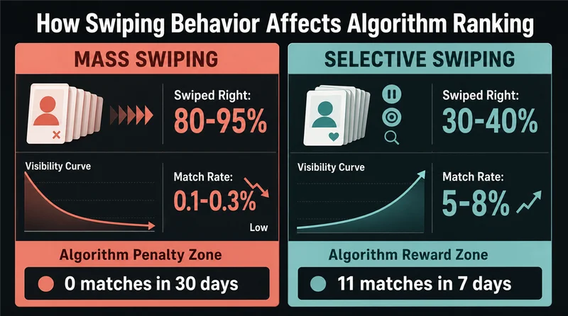 Swiping pattern comparison - selective vs mass swiping impact