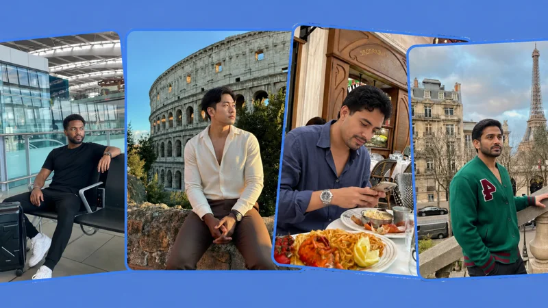 Examples of Hinge-optimized photos generated by Dating Pics showing diverse contexts and commentable elements